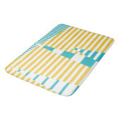 Tapis De Bain Stripes on Stripes - Turquoise et Jaune (Angle)