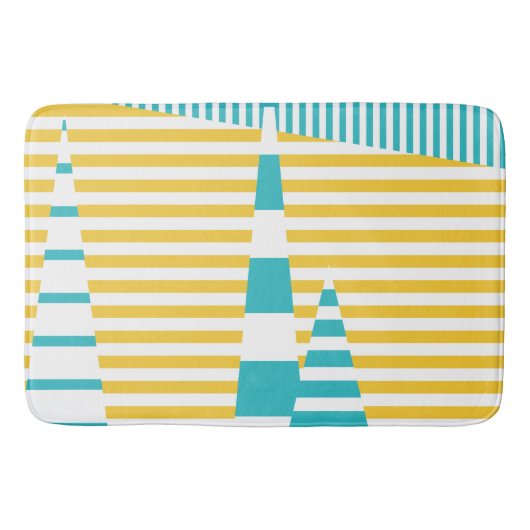 Tapis De Bain Stripes on Stripes - Turquoise et Jaune (Devant)