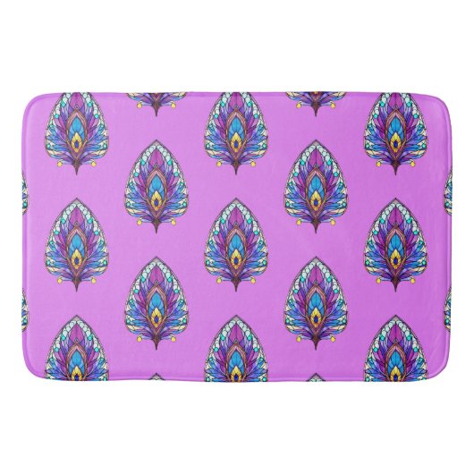 Tapis De Bain Style Art Nouveau Vitrage Peacock Plumes (Devant)
