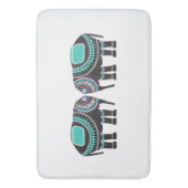 Tapis De Bain Style Black Ornate Elephants Design, bleu moderne (devant Vertical)
