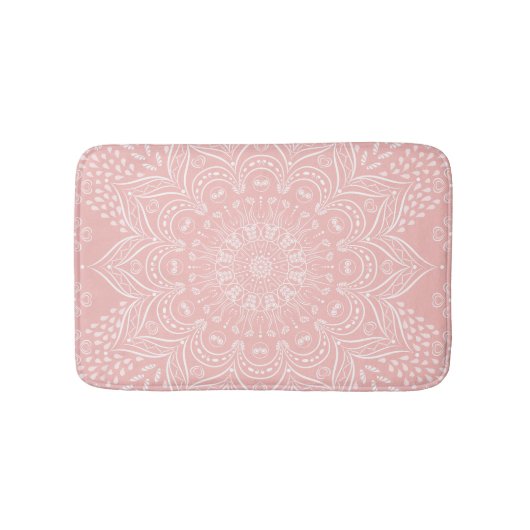Tapis De Bain Style Boho rose clair Mandala Motif (Devant)