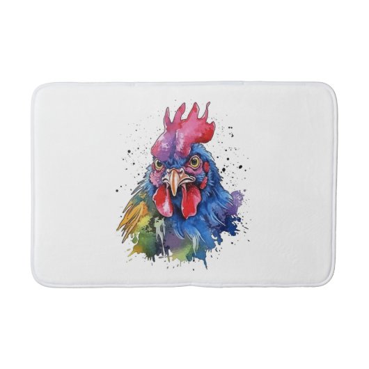 Tapis De Bain Style d'aquarelle de poulet du coq du pays (Devant)