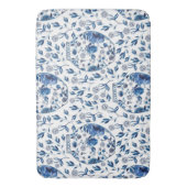 Tapis De Bain Style floral peint à la main en Chinoiserie bleue  (devant Vertical)