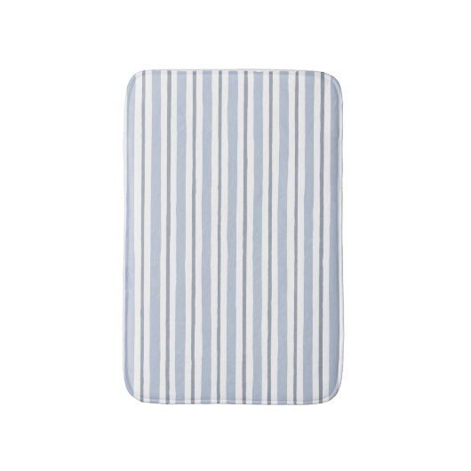 Tapis De Bain style rayures bleu clair pastel (Devant (Vertical))