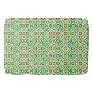 Tapis De Bain Style rétro motif géométrique vert et bleu