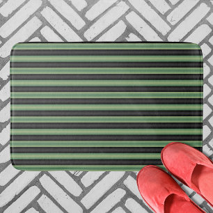 Tapis De Bain Style Vintage Olive Sage Vert noir 3D rayé