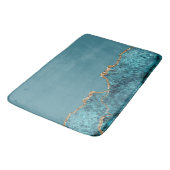 Tapis De Bain Stylish Marine Bleu Or Agate Géode Chic (Angle)