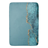 Tapis De Bain Stylish Marine Bleu Or Agate Géode Chic (devant Vertical)