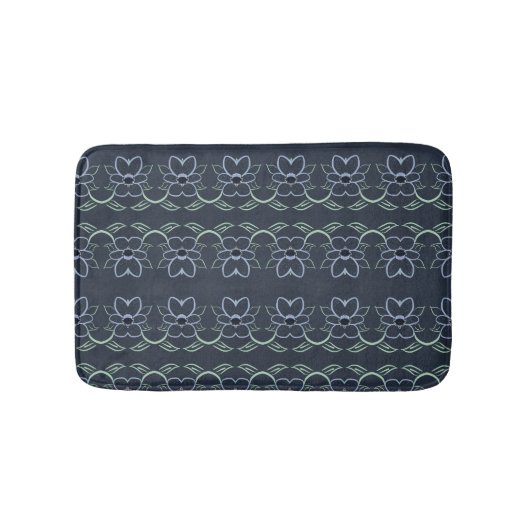 Tapis De Bain Stylo Marine Blue Floral Mat (Devant)