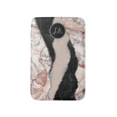 Tapis De Bain Stylo Marine Blue Gold Agate Géode Chic Monogramme (Devant (Vertical))