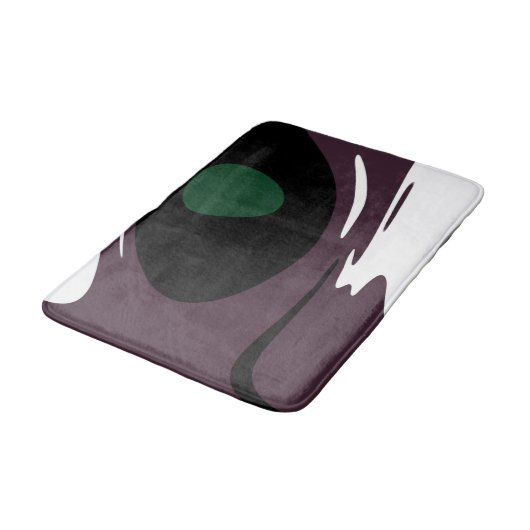 Tapis De Bain Submersion : Noir Abstrait, Blanc, Violet & Vert (Angle)