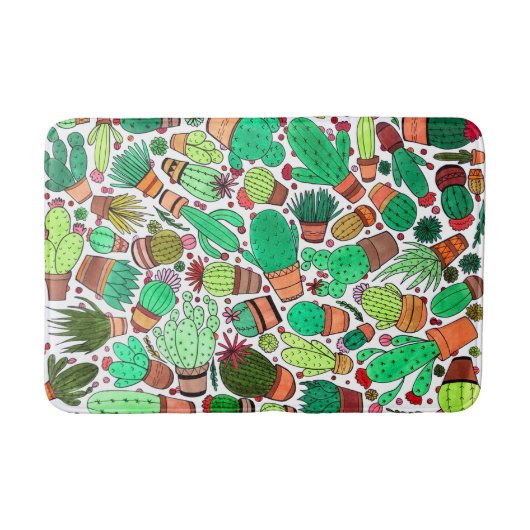 Tapis De Bain Succulent Cactus Pots Plante Vert Cactus Jardin (Devant)