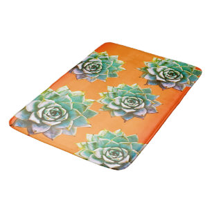 Tapis De Bain Succulents d'aquarelle sur Terracotta