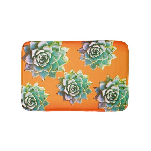 Tapis De Bain Succulents d'aquarelle sur Terracotta (Devant)