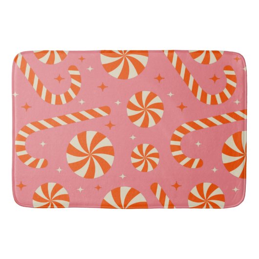 Tapis De Bain Sucre de canne Noël rétro motif (Devant)