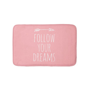 Tapis De Bain Suivez Vos Rêves Citation Blush Rose Girls Bath Ma