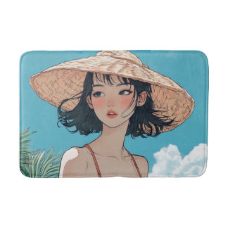 Tapis De Bain Summer Beach Girl Anime Bain Mat