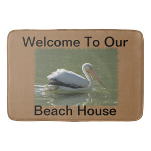 Tapis De Bain Summer Beach House Coastal Pélican Bienvenue invit