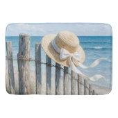 Tapis De Bain Summer Straw Hat On Beach Fence (Devant)