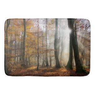Tapis De Bain Sun rayonne la forêt brumeuse mystique