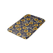 Tapis De Bain Sunny Yellow Gold Navy Feuille Motif (Angle)