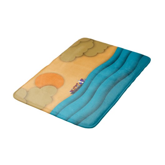 Tapis De Bain Sunrise Ocean Ship Sun Sunset (Angle)