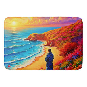 Tapis De Bain Sunset Beach Solitude Design de sérénité