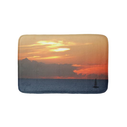 Tapis De Bain Sunset Clouds and Sailboat Seascape (Devant)