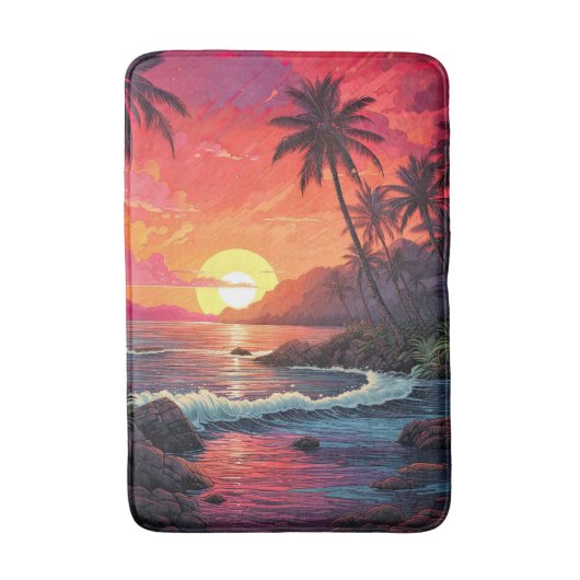 Tapis De Bain Sunset Tropical Beach Paradise Island  (Devant (Vertical))