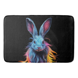 Tapis De Bain Superbe Lapin Bleu en feu