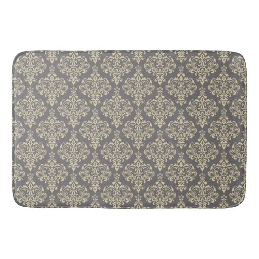 Tapis De Bain Superbe Modèle Royal Floral Damask Sur Grey (Devant)
