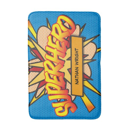 Tapis De Bain SUPERHERO Fun Retro Comédie Livre Pop Art (Devant (Vertical))