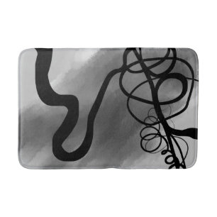 Tapis De Bain Sur la grille : gris Abstrait, noir et blanc