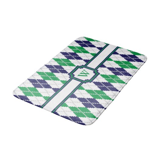 Tapis De Bain Sur le bain de Jacquard vert (Angle)