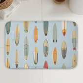 Tapis De Bain Surf Life | Retro Coastal Blue Surfboard Graphic