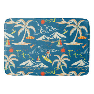 Tapis De Bain Surf tropical île motif à thème