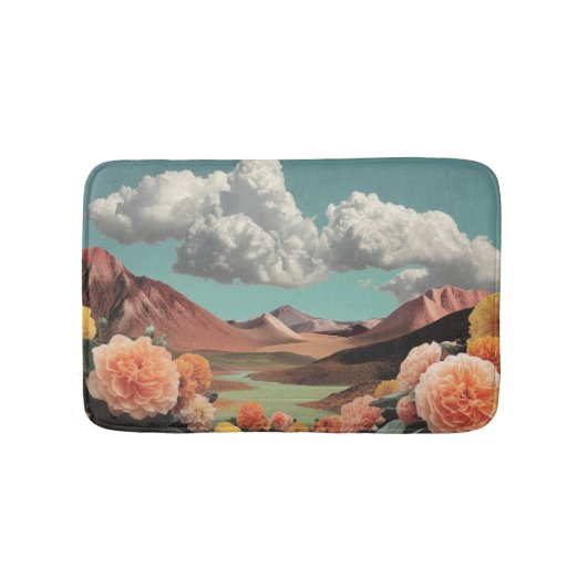 Tapis De Bain Surreal Floral Mountainscape With Dramatic Clouds (Devant)