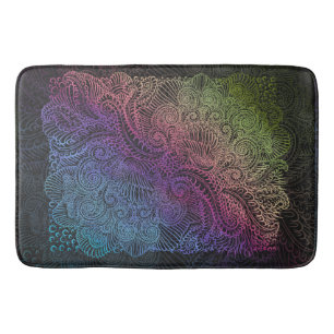 Tapis De Bain Swirl prismatique Arc-en-ciel Fractal Feather Ar