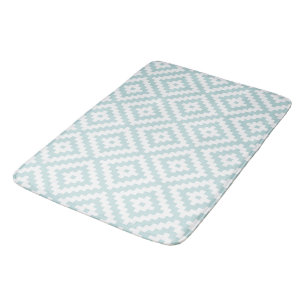 Tapis De Bain Symbole aztèque Bloc Ptn Canard Oeuf Bleu et blanc