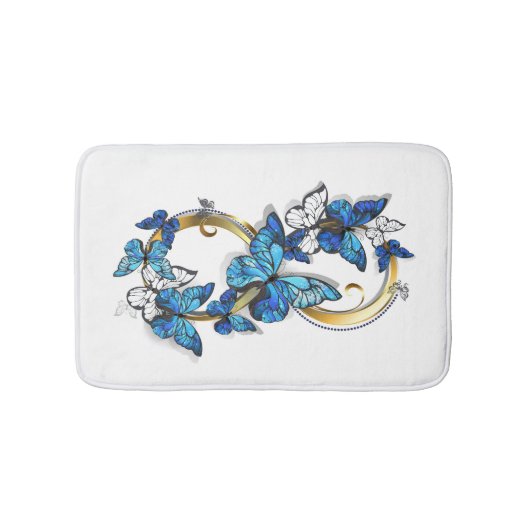 Tapis De Bain Symbole infini de papillons Morpho bleus (Devant)