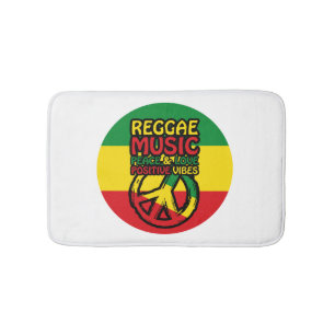 Tapis De Bain Symbole Reggae et Paix avec citations positives