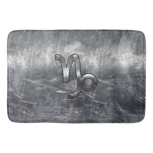 Tapis De Bain Symbole Zodiaque Capricorne d'argent Style acier (Devant)