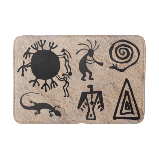 Tapis De Bain Symboles anciens et pétroglyphes rocheux (Devant)