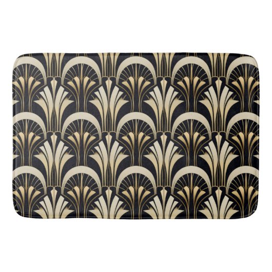Tapis De Bain Symmétrique Art Déco Noir et Or (Devant)