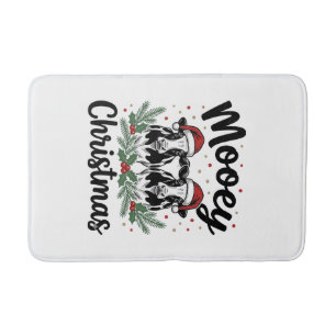 Tapis De Bain T-shirt avec gravure vintage de vache de Noël Mooe