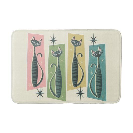 Tapis De Bain Tabbies Rétro Patchwork ©studioxine (Devant)
