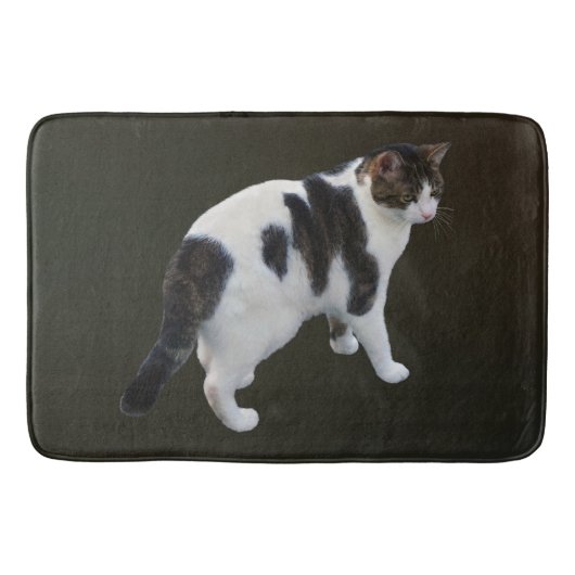 Tapis De Bain Tabby Blanc Avec Patches Sombres (Devant)