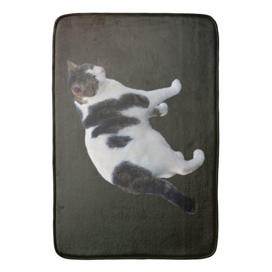 Tapis De Bain Tabby Blanc Avec Patches Sombres (devant Vertical)