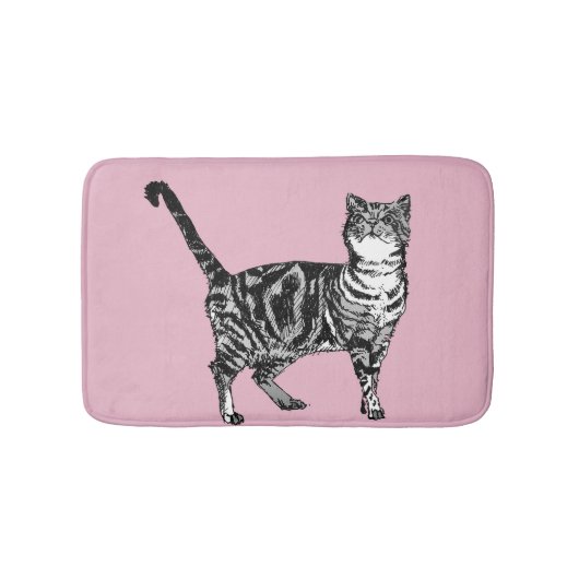Tapis De Bain Tabby rose Chat Pastel Filles Chats Animaux de com (Devant)