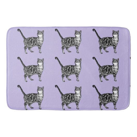Tapis De Bain Tabby Violet Chat Cute Chats Art Bain Mat (Devant)